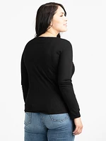 Women's Ribbed Henley Tee