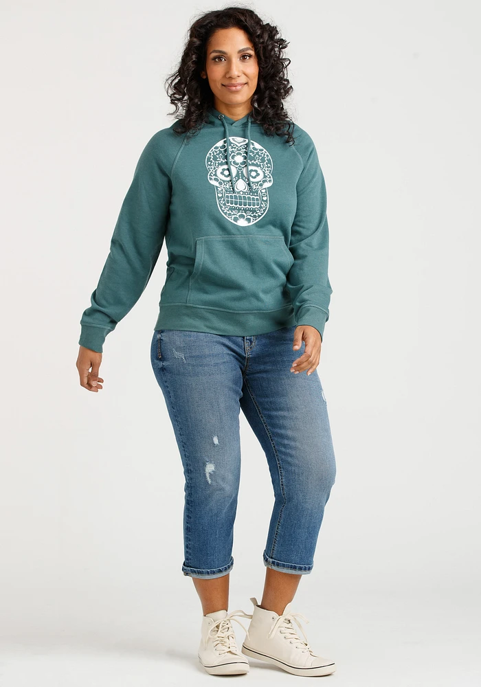 Women's Floral Skull Popover Hoodie