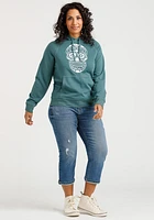 Women's Floral Skull Popover Hoodie