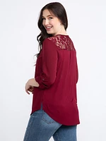 Women's Lace Insert Blouse