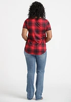 Women's Plaid Scoop Neck Tee