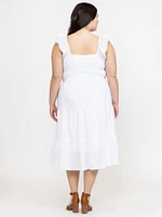 Women's Eyelet Tiered Midi Dress
