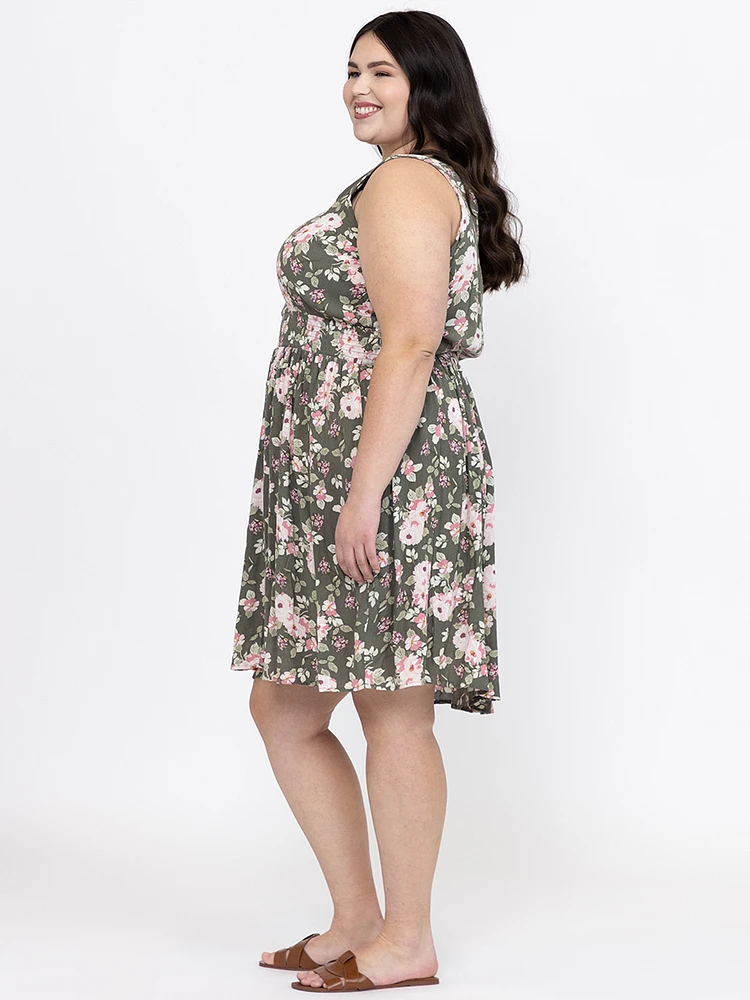 Women's Floral Smocked Waist Dress