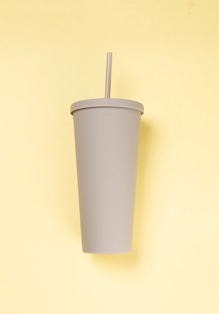 Grey Rubber Coated Tumbler