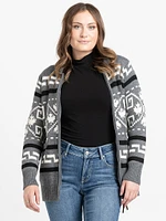 Women's Geometric Zip Front Cardigan