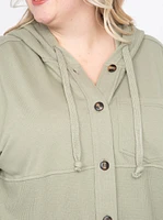 Women's Button Front Hooded Shirt