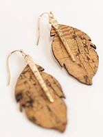 Women's Wood & Leaf Earrings