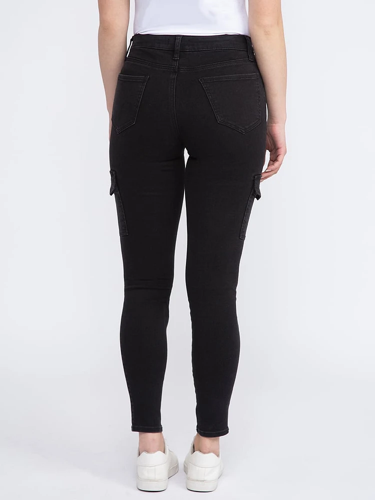 Women's Black Wash Cargo Skinny Jeans