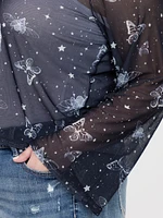 Women's Mesh Tie Front Cardigan