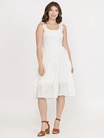 Women's Eyelet Tiered Midi Dress