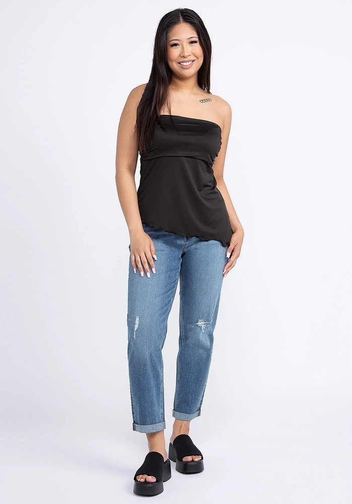 Women's Asymmetric Hanky Hem Tube Top