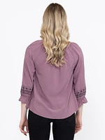 Women's Printed Peasant Top