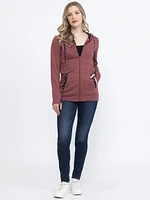 Women's Floral Trim Zip Hoodie