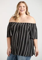 Women's Boho Stripe Peasant Top