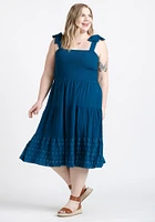 Women's Eyelet Midi Dress