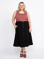 Women's Button Front Midi Skirt