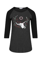 Women's Skull Baseball Tee