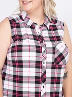 Women's Sleeveless Plaid Shirt