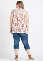 Women's Floral Lace Neck Tank