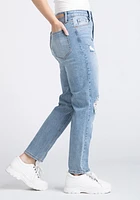 Women's High Rise Destroyed Slim Straight Jeans