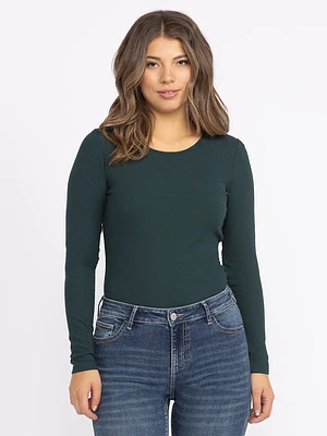 Women's Crew Neck Rib Long Sleeve Tee