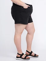 Women's Plus High Rise Black Denim Shortie