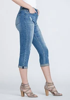 Women's High Rise Distressed Cuffed Crop