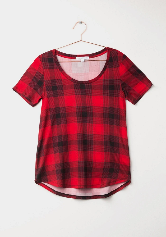 Women's Plaid Scoop Neck Tee