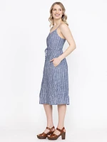 Women's Stripe Laceup Midi Dress