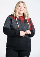 Women's Buffalo Plaid Colour Block Hoodi