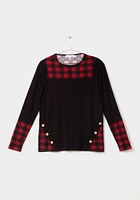 Women's Buffalo Plaid Colour Block Top