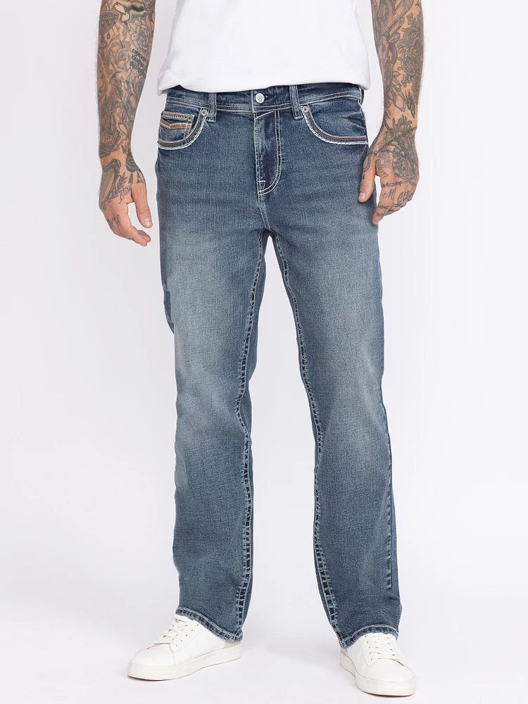 Men's Slim Straight Med Blue Jeans