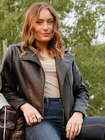 Women's Faux Leather Moto Jacket