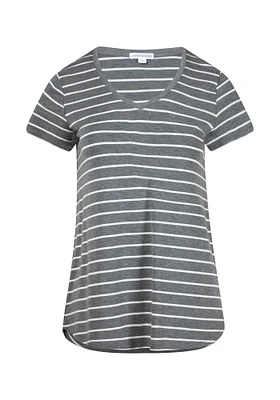 Womens' SS V-Neck Stripe Tee