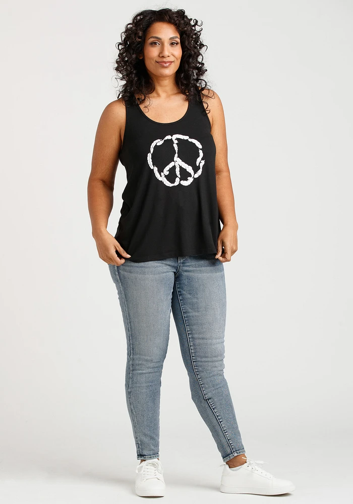 Women's Feather Peace Sign Keyhole Tank