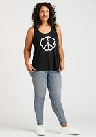 Women's Feather Peace Sign Keyhole Tank