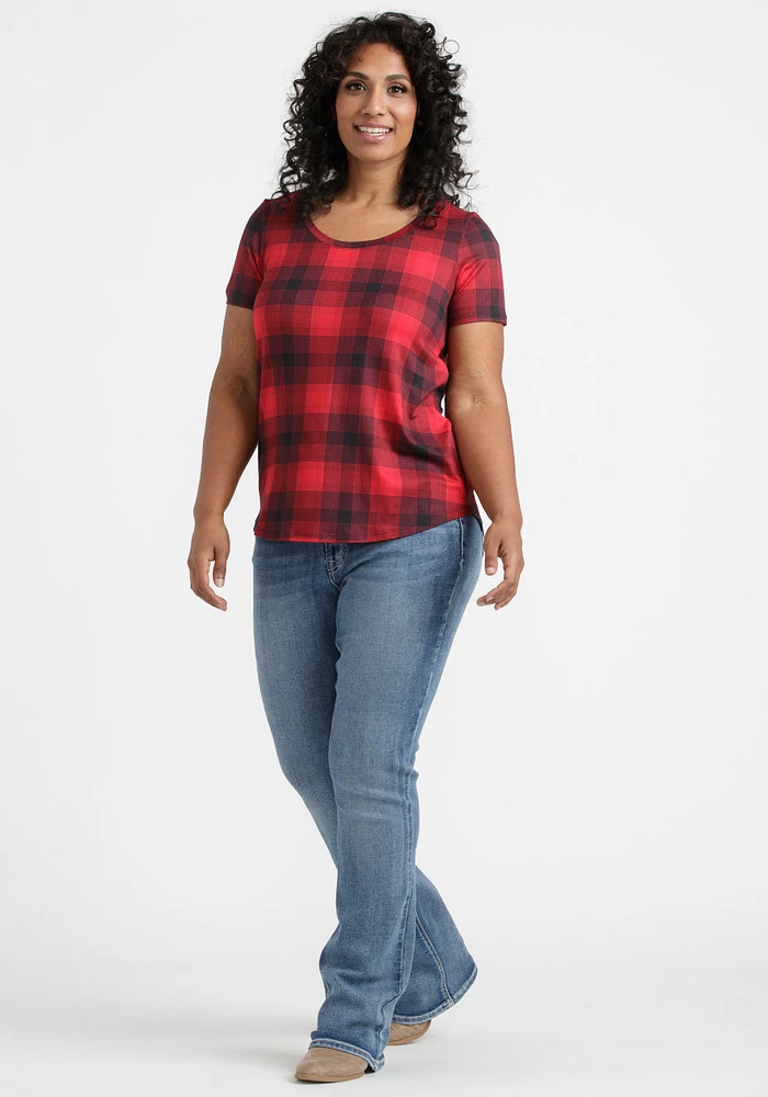 Women's Plaid Scoop Neck Tee