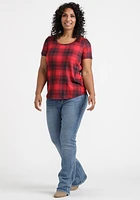 Women's Plaid Scoop Neck Tee