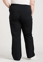 Women's Plus High Rise Black Crepe Knit Wide Leg Pant