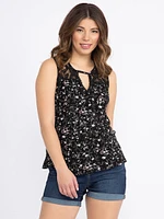 Women's Ditsy Floral Keyhole Tank