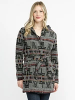 Women's Geometric Hooded Coat