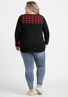 Women's Buffalo Plaid Colour Block Top