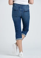 Women's 2 Tone Stitch Cuffed Jean Capri