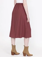 Women's Button Front Midi Skirt