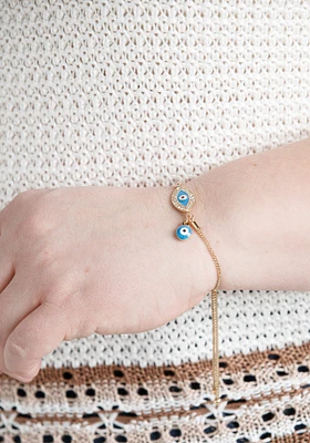 Women's Evil Eye Gold Bolo Bracelet