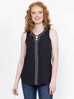 Women's Studded Keyhole Tank