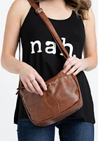 Women's Washed PU Slouch Cross Body Bag