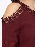 Women's Lace Cold Shoulder Top