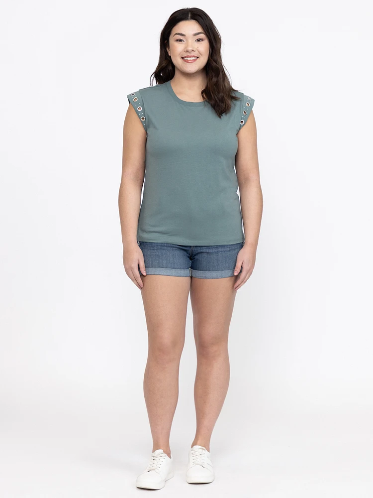Women's Grommet Muscle Tee
