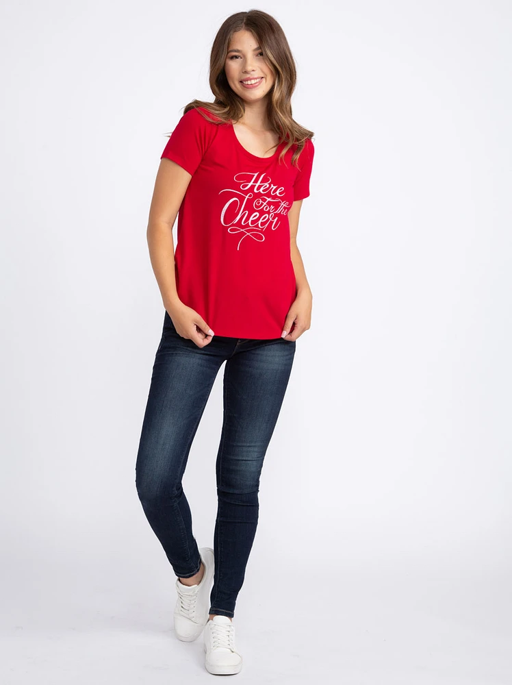 Women's Glitter Cheer Scoop Neck Tee